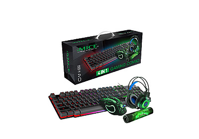 imice-gk-490green-4-in-1-gaming-mouse-with-pad-headphone-combo-keyboard iMICE GK-490(Green) 4 in 1 Gaming Mouse with Pad, Headphone & combo Keyboard - Image 1